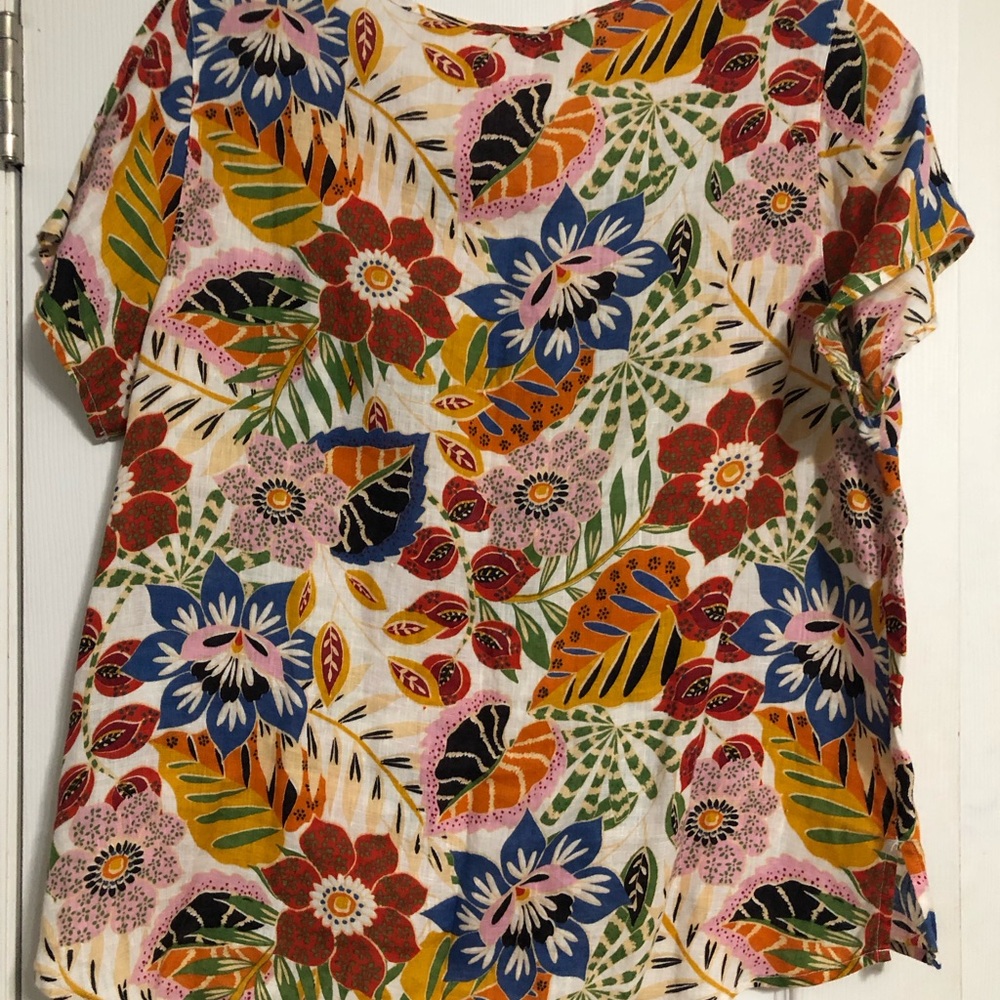 Cece linen tropical short sleeve shirt plus women size 1X vacation NWOT - Picture 7 of 8